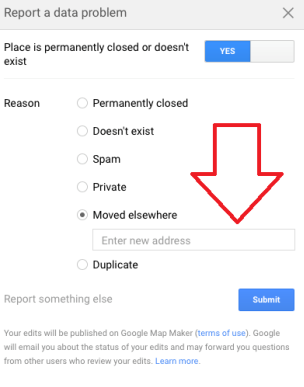 The Business Listing On Google For Previous Address